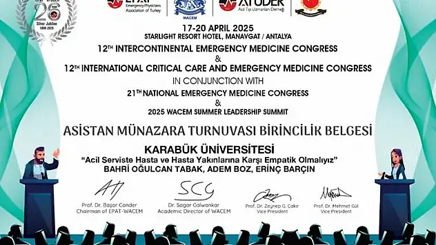 21. Ulusal Acil Tıp Kongresi Münazara Turnuvası dalında dereceye girenler.