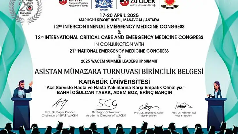 21. Ulusal Acil Tıp Kongresi Münazara Turnuvası dalında dereceye girenler.