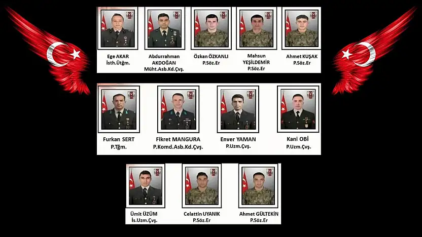 Kuzey Irak'ta Pençe-Kilit harekat bölgesinde bir mağarada metan gazına maruz kalan 19 askerimizden 12. şehit oldu